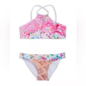 🆕 2pc PILYQ Girls' Embellished 2-Piece Ice Cream Swimsuit